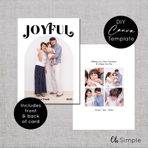 Contemporary Christmas Card Template with Arch, Minimalist Holiday Photo Card Template