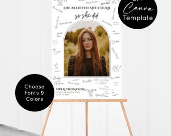 Graduation Guest Book Sign, Editable Canva Template (Class of 2026)