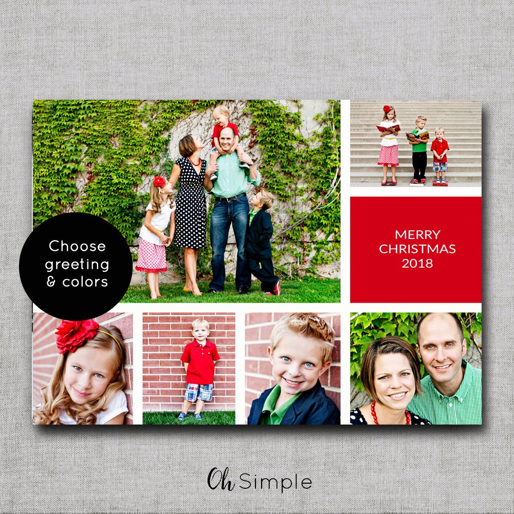 Photo Collage Christmas Card Custom Holiday Cards  Etsy