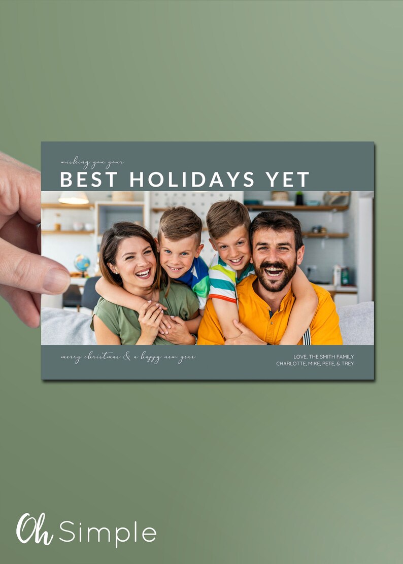 Holiday Wishes Card Template, Minimalist Holiday Photo Card Template image 10