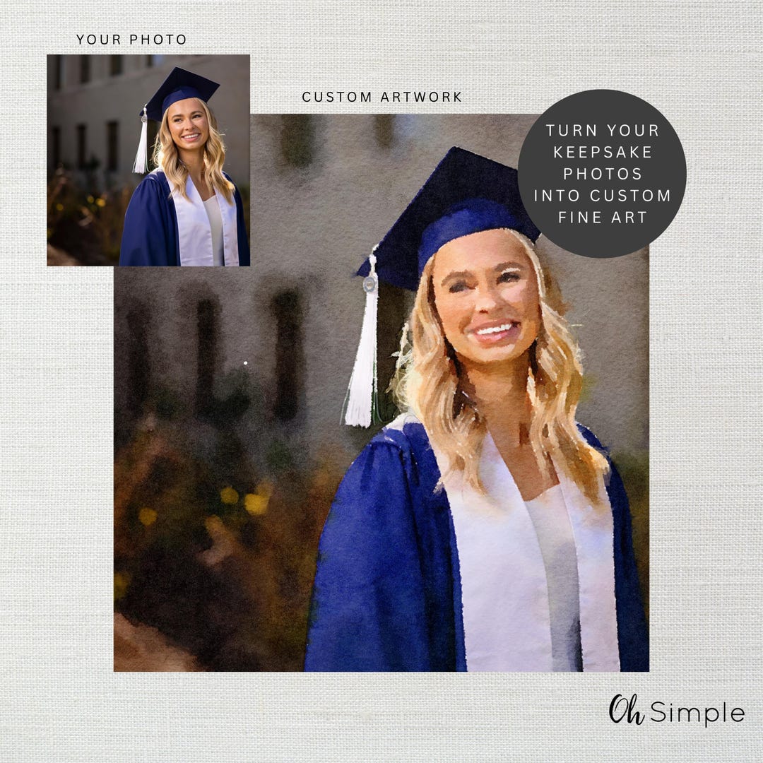 Custom Watercolor Art Graduation Gift, Turn Your Photo Into Collectable ...