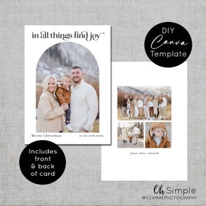 Photo Christmas Card Template, Minimalist Holiday Photo Card Template