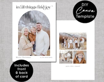 Photo Christmas Card Template, Minimalist Holiday Photo Card Template