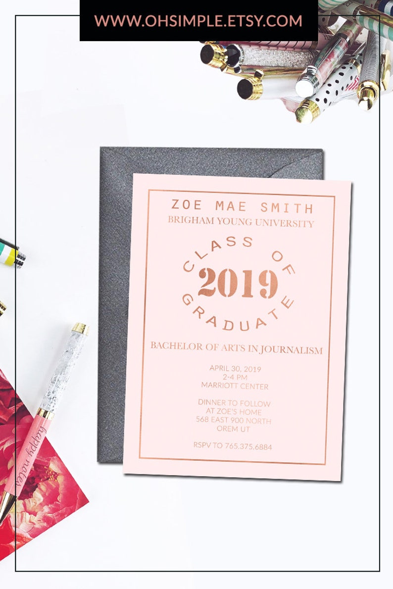 College Graduation Invitations without Photo Graduation Etsy