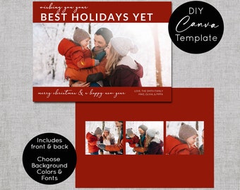 Holiday Wishes Card Template, Minimalist Holiday Photo Card Template