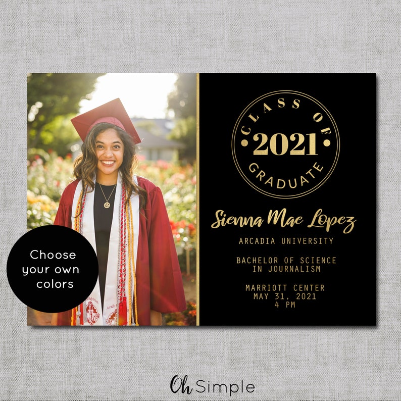 College Graduation Announcement 2021 High School Graduation Etsy