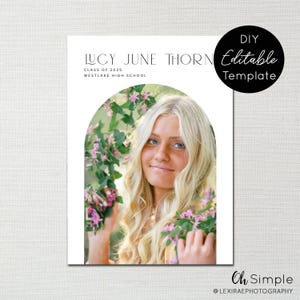 Digitale Foto-Abschluss-Einladung Abitur- und College-Grad-Ankündigung feminines Design-sofort Download