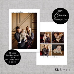 Minimalist Merry Christmas Card Template in Canva, Holiday Photo Card Template