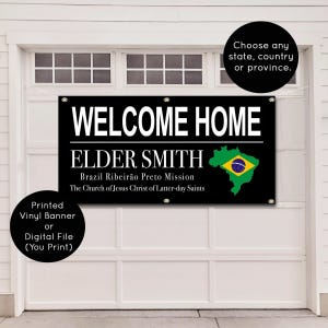 LDS Missionary Welcome Banner, Custom Name, Map Design (Printed or Digital)