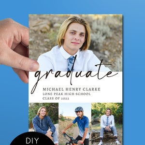 Graduation Invitations Canva Template, Modern Grad Party Invite, Senior Photo Announcements image 10