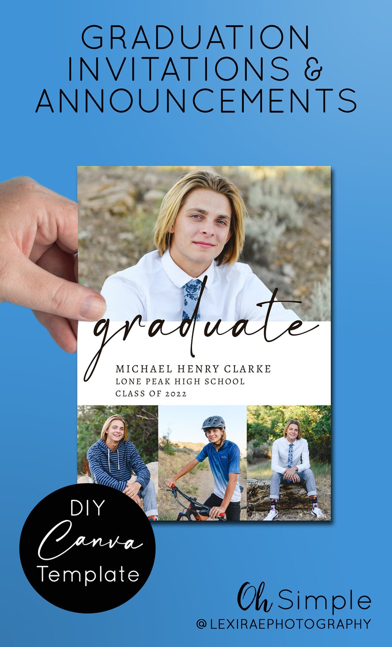 Graduation Invitations Canva Template, Modern Grad Party Invite, Senior Photo Announcements image 10