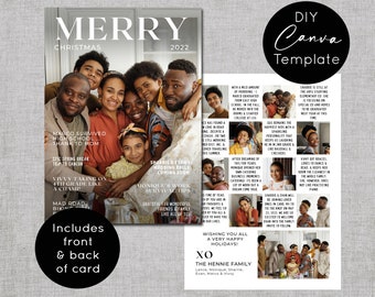 Funny Christmas Card Year in Review Template, Clever Family Newsletter Canva