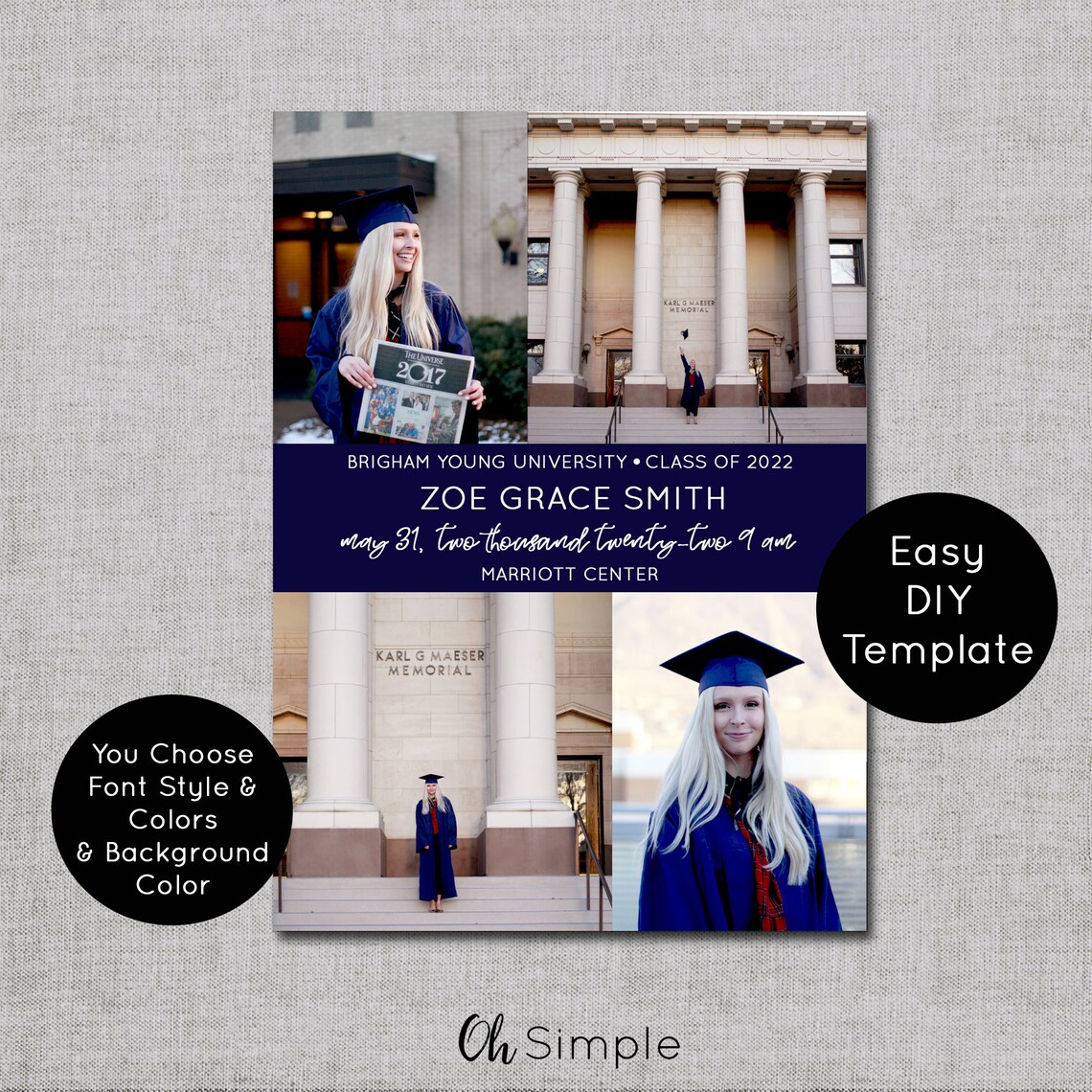 Graduation Announcement Template College Graduation - Etsy