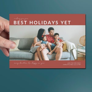 Holiday Wishes Card Template, Minimalist Holiday Photo Card Template image 9