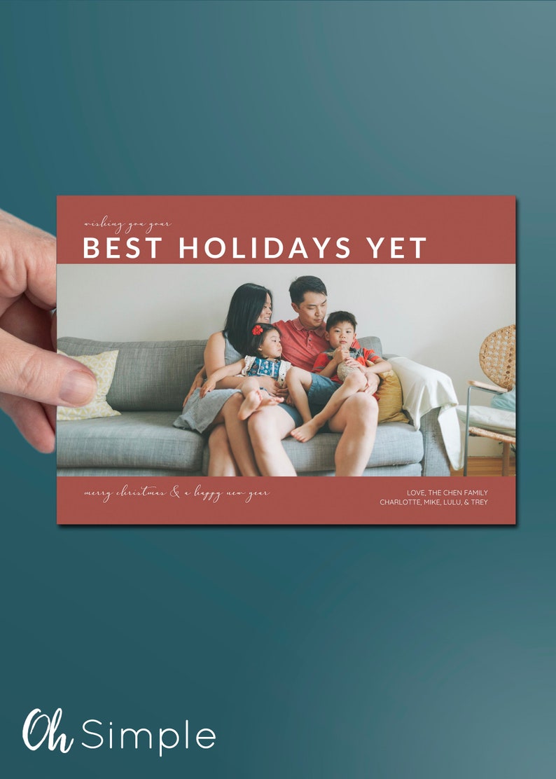 Holiday Wishes Card Template, Minimalist Holiday Photo Card Template image 9