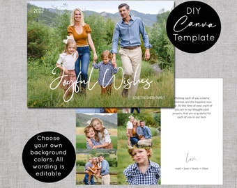 Modern Christmas Card Template for Canva, Simple Photo Holiday Card Template