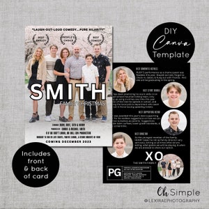 Funny Christmas Card TEMPLATE, Movie Poster Card, Holiday Card Newsletter Template Editable in Canva