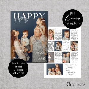 Holiday Card Template, Family Newsletter Canva, Year in Review Funny Cards