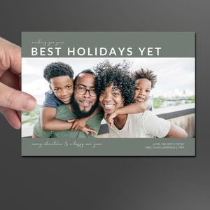 Holiday Wishes Card Template, Minimalist Holiday Photo Card Template image 8