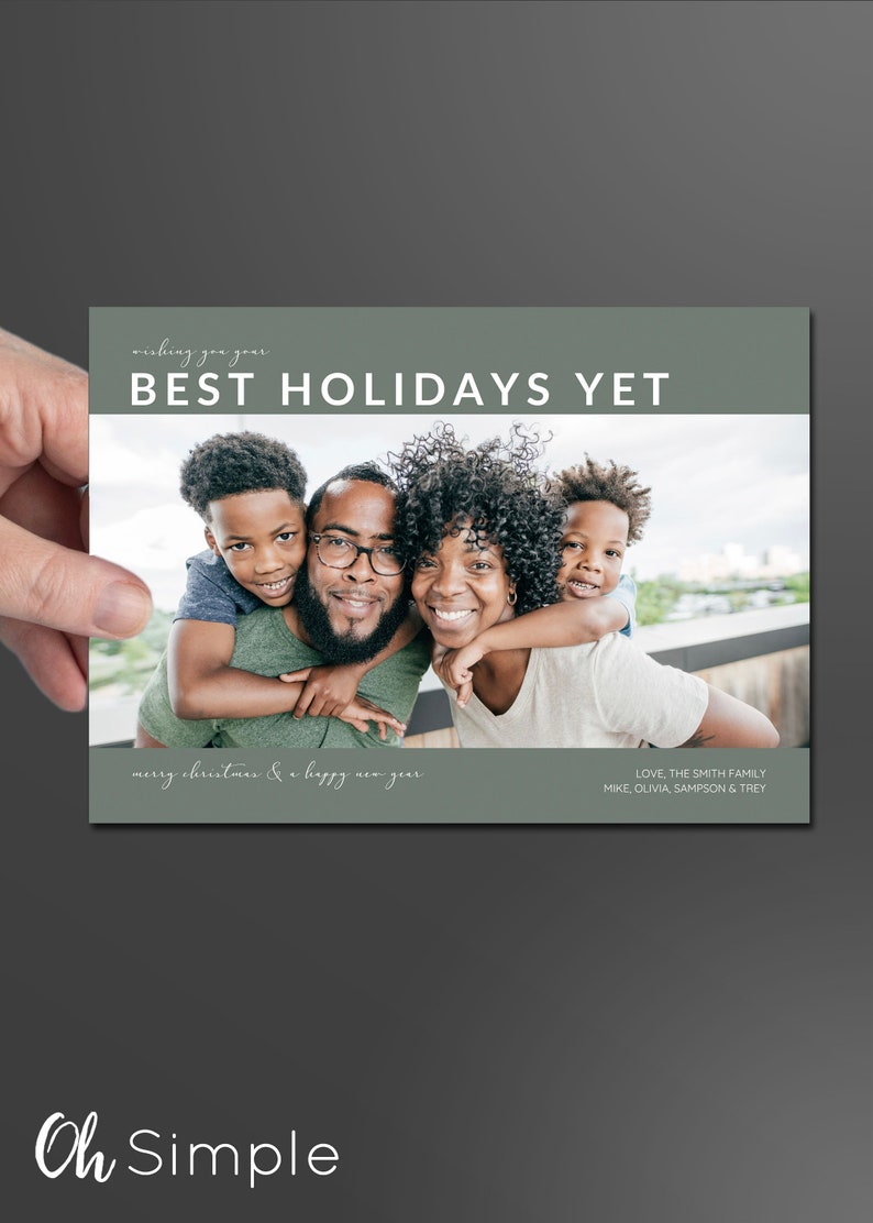 Holiday Wishes Card Template, Minimalist Holiday Photo Card Template image 8