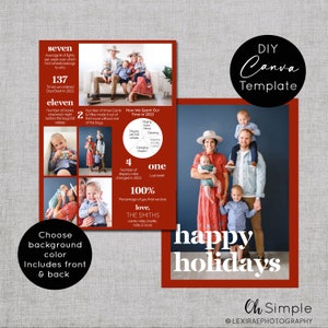 Funny Year in Numbers Christmas Card TEMPLATE,  Holiday Card Editable, 2024 Infographic Holiday Cards