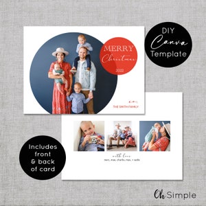 Minimalist Holiday Card Template,  Modern Christmas Photo Card Template