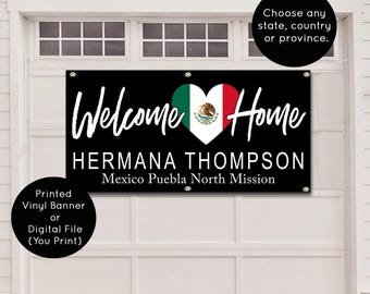 Pancarta de bienvenida para misioneros: Élder y hermana, bienvenidos a casa (impresa o digital)