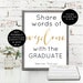 Words of Wisdom for the Graduate Printable, Class of 2022 Graduation Party Decorations Digital Download, Advice for the Graduate, Sign