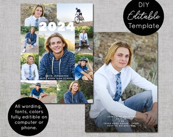 Graduation Invitation Template Photo Collage, Modern Grad Party Invite, College Graduation & High School Graduation Invites