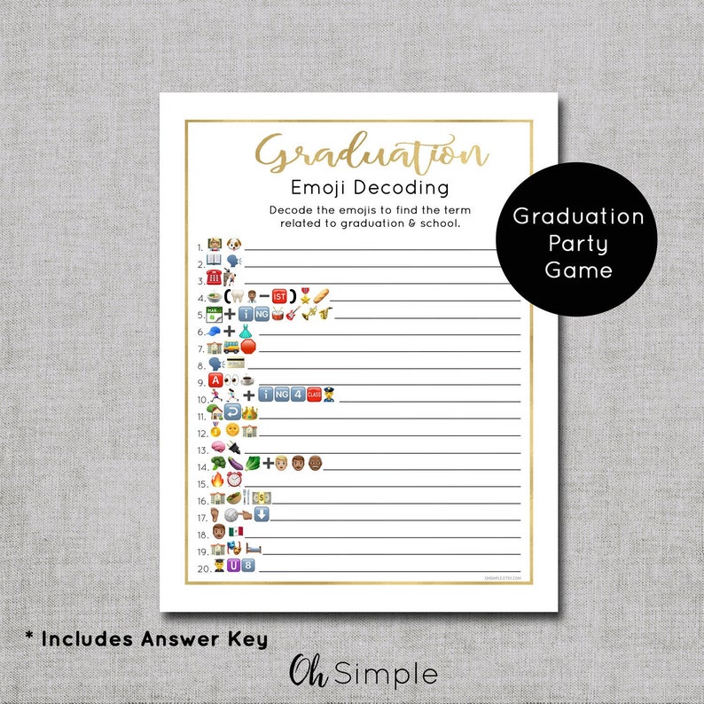 graduation games graduation party decorations emoji etsy