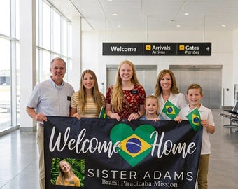 Missionary Banner, Personalized Welcome Sign - LDS Homecoming, Custom Flags, Vinyl Or Digital Poster