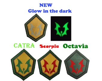 She-Ra Horde force captain badges glow in the dark, Catra,  Scorpia and Octavia versions  Iron on Patch