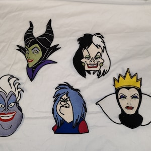 Parches xl villanos de disney maléfica, ursula, madame mim, cruella, la reina malvada