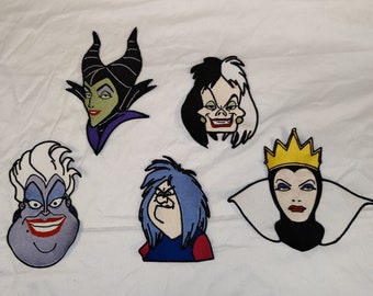 Disney villains xl patche maleficent, ursula, madame mim, cruella, zła królowa
