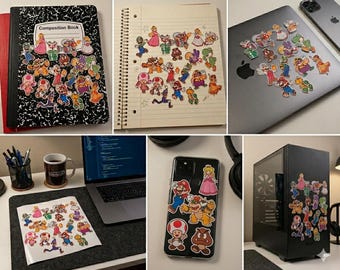 Juego de pegatinas brillantes de Super Mario Brothers