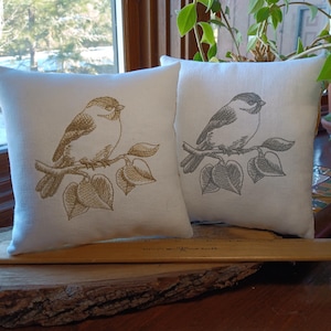 Chickadee Bird Small Tier Tray PILLOW   - Approximately 6" x 6"  Machine Embroidered -