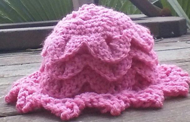 Crocodile Stitch Crochet Baby Girl Sunhat With Garter Knit - Etsy