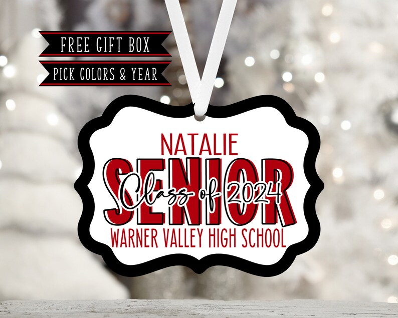 Senior Class of 2024 Personalized Ornament-Gift For Teens-Senior-Class of 2025-College-Graduation Gift For Her-Graduation Gift for Him image 1