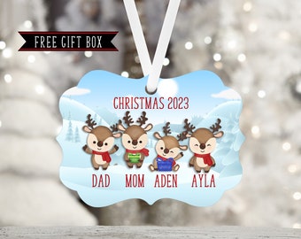 Personalized Family Ornament Reindeer-Family Gift-Family Ornament-Reindeer-Family of 6 Ornament-Family of 5 Ornament-Couples Gift