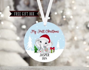 My First Christmas Elephant Personalized Ornament-Baby's First Christmas-Baby Boy-Baby Girl-Elephant-Keepsake-Christmas Ornament