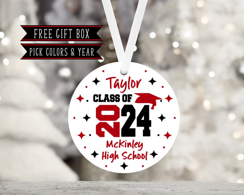 Class of 2024 Personalized Ornament-Gift For Teens-Senior-Class of 2025-College-Graduation Gift For Her-Graduation Gift for Him image 1