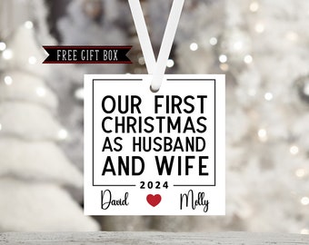 Our First Christmas Personalized Ornament-Wedding Gift-Engagement Gift-Newlyweds-Anniversary Gift-Mr&Mrs - HusbandandWife