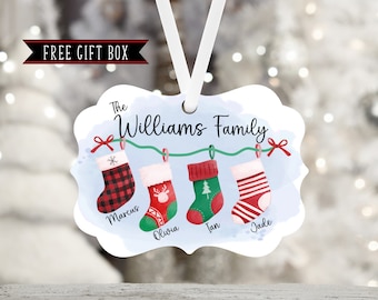 Personalized Family Stockings Ornaments-Personalized Stockings-Family Christmas Gift-Keepsake Ornament-Family of 6 Ornament