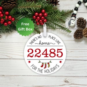 There&#39;s No Place Like Home For The Holidays Personalized Ornament-Zip-code Ornament-Family Gift-New Home Gift