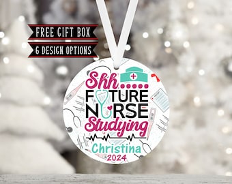 Personalized Shh..Future Nurse Studying Ornament-Nursing Student-Nursing School-Murse-Male Nurse