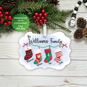 Personalized Family Stockings Ornaments-Personalized Stockings-Family Christmas Gift-Keepsake Ornament-Family of 6 Ornament