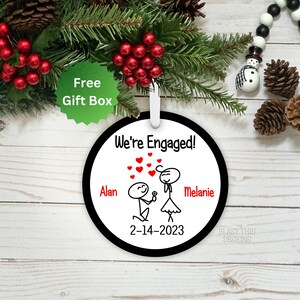 We&#39;re Engaged Personalized Ornament-Engagement Ornament-Wedding-Newlywed-Couple Gift