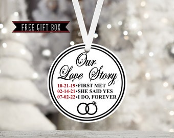 Our Love Story Personalized Ornament-Wedding Gift-Engagement Gift-Newlyweds-Anniversary Gift-Mr&Mrs