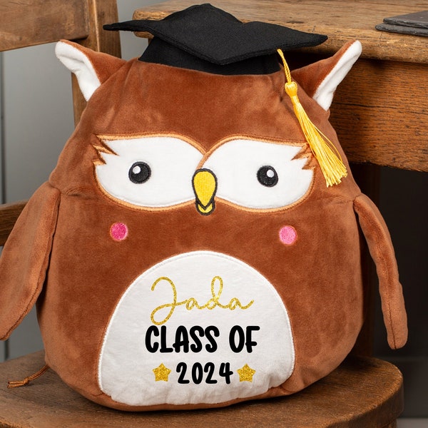 Personalisierte Glitter Ihren Namen Graduation Owl squidgy / Teddy / Kuscheltier- Andenken - Klasse Ihres Jahres
