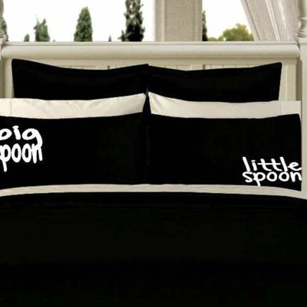 Big spoon, little spoon print pillowcase set - wedding/anniversary/couple - present/gift-funny/cute/valentine's day